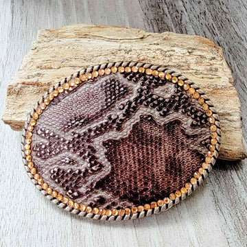 Snakeskin Embossed Leather Belt Buckle